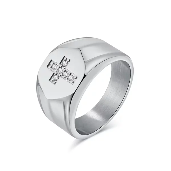Bague croix en acier inoxydable pour homme, cubique, contre-indiqué, nouvelle mode