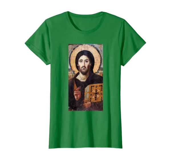 T-shirt avec icône de Jésus Christ Pantocrator, cadeau chrétien orthodoxe, Sinaï T-shirt unisexe à manches courtes en coton d'été O-Neck Nouveau S-3XL – Image 4