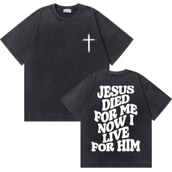 Lavé Vintage chrétien jésus bonnes nouvelles dieu vous aime verset de la Bible graphique T-shirts hommes femmes mode décontracté surdimensionné t-shirt – Image 2