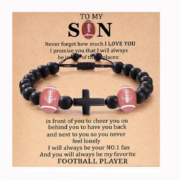 Bracelets de Prière en Pierre Naturelle pour Adolescent, Croix de Baseball, Basket-ball, Football, Idées avec Message, Carte Cadeau – Image 22