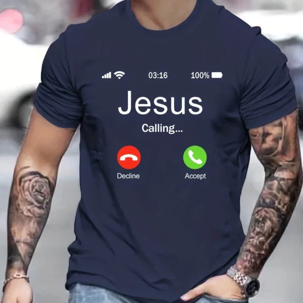 T-shirt imprimé motif appel de Jésus pour hommes, t-shirt graphique confortable, vêtements de plein air d'été, offre spéciale – Image 9