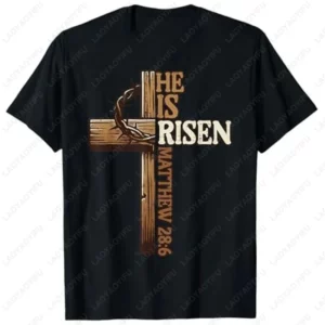 Croix de pâques il est ressuscité jésus chrétien hommes T-Shirt croix chrétienne Bible John 3:16 réflexion 0L3Q48 disant unisexe coton T-Shirt