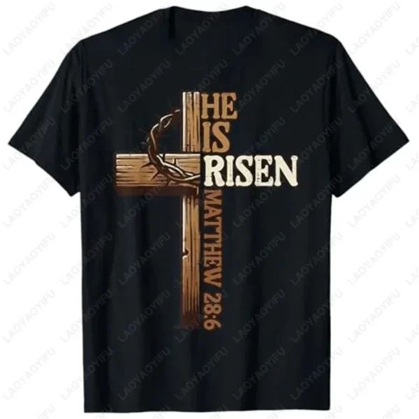 Croix de pâques il est ressuscité jésus chrétien hommes T-Shirt croix chrétienne Bible John 3:16 réflexion 0L3Q48 disant unisexe coton T-Shirt