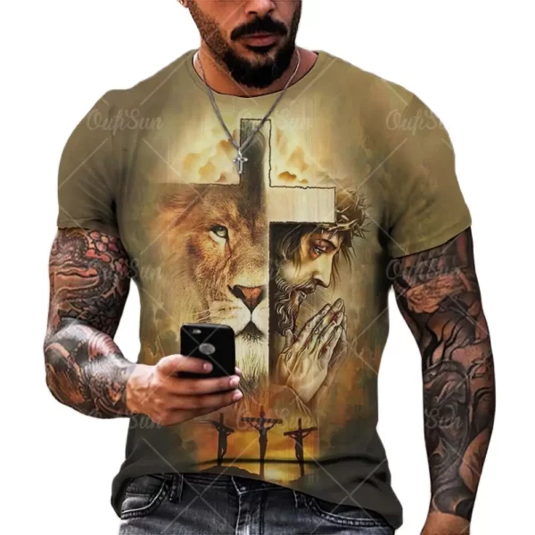 Christ jésus T-Shirt pour hommes impression 3D T-Shirt livraison gratuite vêtements à manches courtes Streetwear Vintage hauts T-Shirt hommes vêtements – Image 6