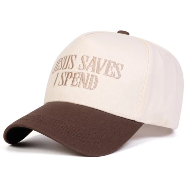 Casquette de Baseball unisexe JESUS SAVES I SPEND avec lettres brodées, chapeaux décontractés réglables pour l'extérieur, protection solaire, casquette de sport, printemps-automne – Image 5