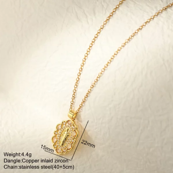 Croix Collier Pour Les Femmes Bohème Jésus Vierge Marie Choker Boho Zircon Colliers En Acier Inoxydable Longue Chaîne Nouveau Dans le cou Bijoux – Image 55