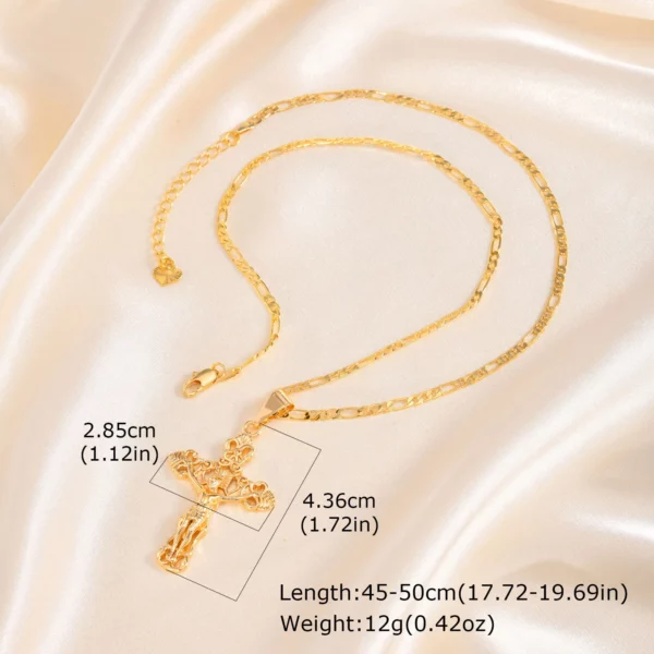 Vnox – colliers pendentif plaqués or pour femmes, en acier inoxydable, creux, croix de jésus, Design classique, bijoux Christain, cadeau – Image 9