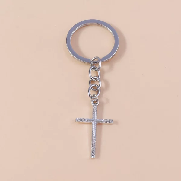 Porte-clés croix en cristal chic, porte-clés religieux de Jésus, porte-clés de voiture, pendentif de sac à main, accessoires de bijoux à bricoler soi-même – Image 4
