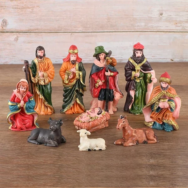 Ensemble de Figurines de la nativité du Christ, 10 pièces, décoration de scène de la nativité de noël, ornement, cadeaux artisanaux