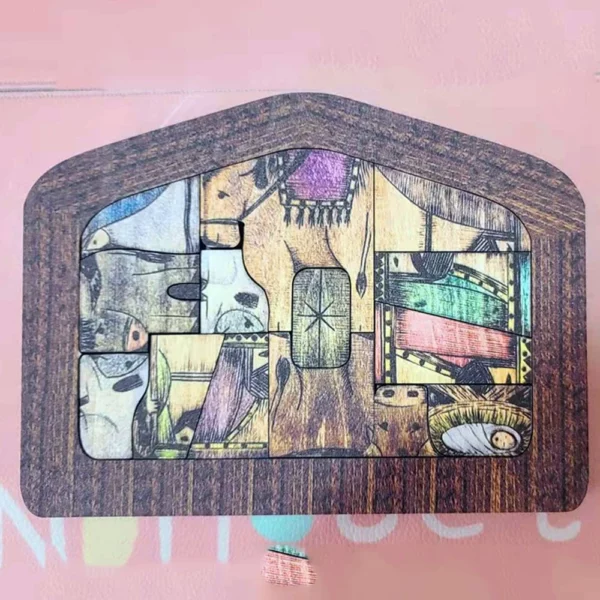 Puzzle de Jésus en bois pour la décoration de la maison, jeu de puzzle de Noël, conception unique brûlée, bureau drôle, FigAuckland, Nativité – Image 16