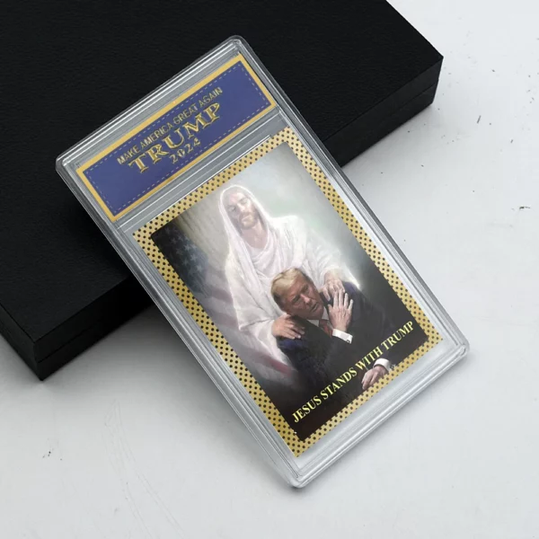Carte de note en papier Donald Trump 2024, président américain, supports de jésus avec Trump Make America Great Again, cadeau de Collection de cartes à collectionner – Image 4