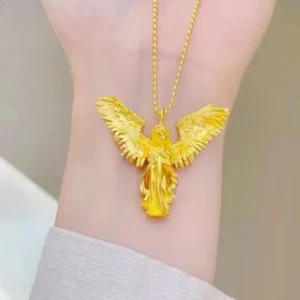 Pendentif Eros Kiss unisexe en or 24 carats, AU999 |   Texture de divinité en détresse, élégance rustique pour une boldité quotidienne.