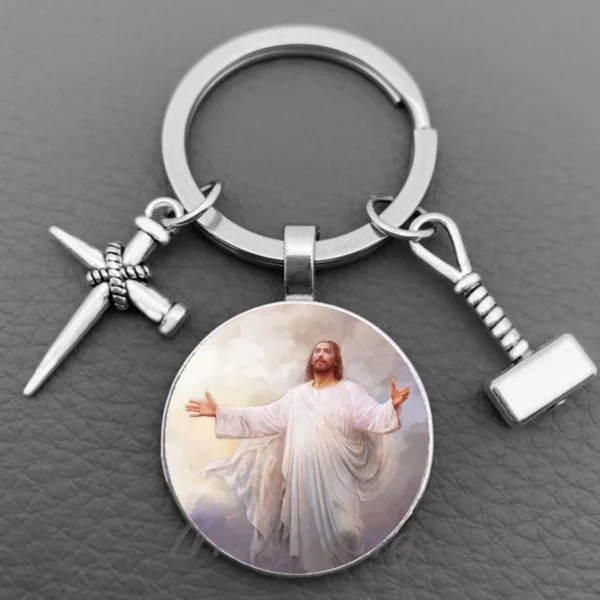 J'aime Jésus porte-clés en verre, porte-clés de bénédiction croisée, porte-clés de voiture, bijoux religieux, mode foi chrétienne, 2024 – Image 13