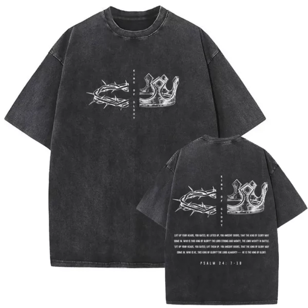 T-shirt délavé Vintage pour hommes et femmes, style religieux chrétien, jésus pardonne le père, gothique Rock, surdimensionné, Streetwear – Image 30