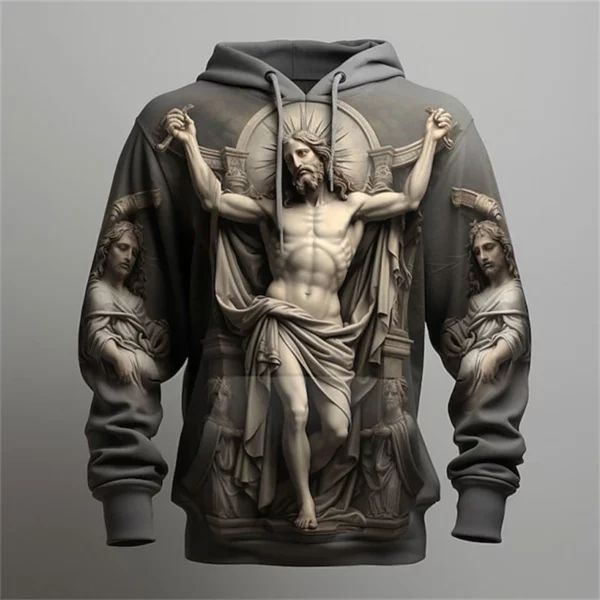 Automne Vintage jésus croix impression 3D sweats à capuche hommes femmes mode pulls décontractés sweat à capuche surdimensionné pulls survêtement vêtements – Image 4