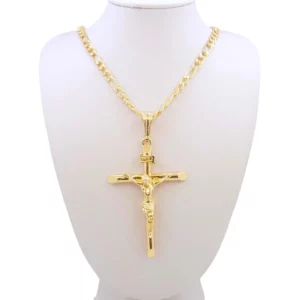 Chaîne plaquée or Jésus Pendentif Collier croix