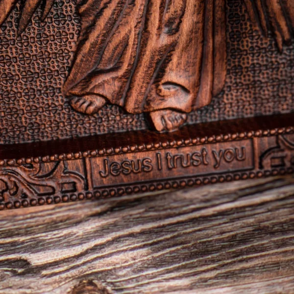 Image de jésus catholique religieux en bois, le sacré cœur et la miséricorde divine, Plaque murale de jésus, Statues sainte – Image 11