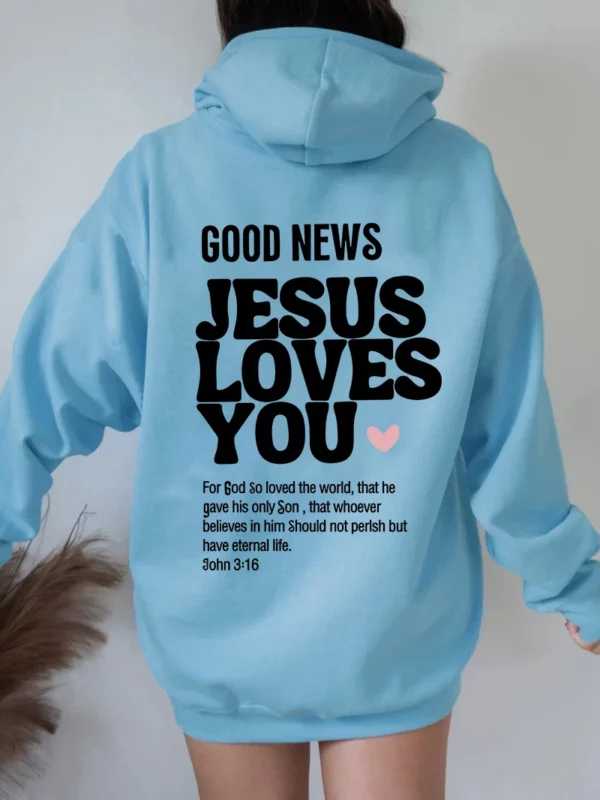BON NOUVEAUX JÉSUS LOVES YOU Sweat à capuche Christian Sweat à capuche Jésus Sweat à capuche tendance Bible Verse Chemise Unisexe Vêtements esthétiques – Image 20
