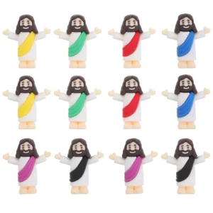 Mini Statue de jésus, 12 pièces, petites Figurines en PVC, décorations religieuses, fournitures de pâques, accessoires pour la maison, petites Figurines