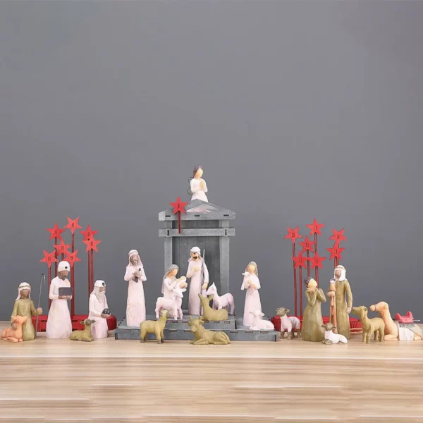 Figurine d'arbre de saule de la Sainte Famille, ensemble religieux de la Nativité de Jésus de Pâques, statue peinte à la main, ornements de chambre, artisanat de décoration de la maison – Image 17