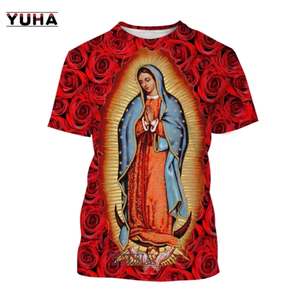 T-shirt imprimé 3D Vierge Marie et Jésus pour hommes et femmes, T-shirt décontracté, Foi, Amour, Manucure, Personnalité, Mode estivale, Nouveau – Image 12