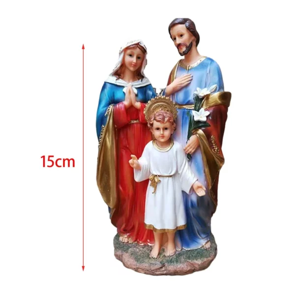 Statue de la Sainte Famille avec figurine d'enfant, figurines de Marie Joseph, figurine de Jésus, art religieux à collectionner, table, voiture – Image 6