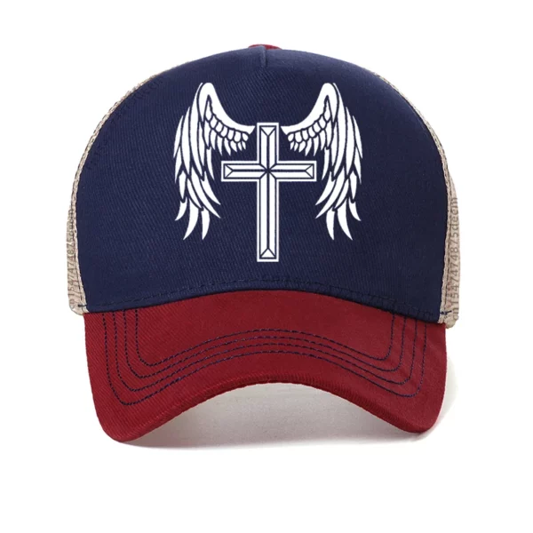 Angel Will Protect You casquette mode unisexe la croix jésus-Christ impression casquette de Baseball Cool mode été visière camionneur chapeau – Image 3