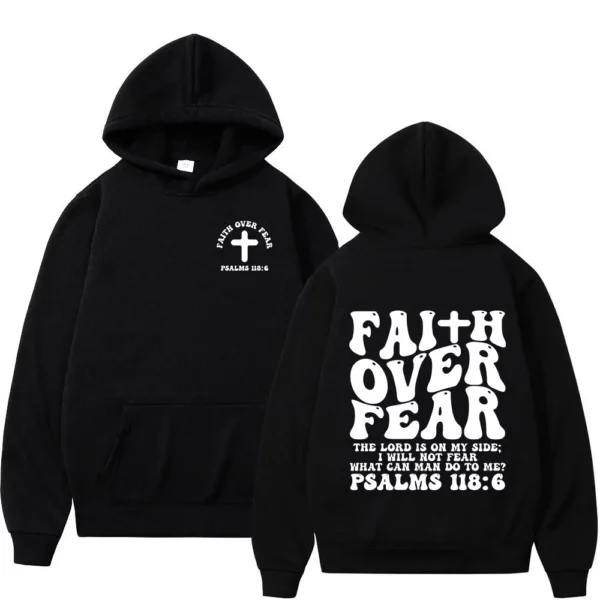 Sweat-shirt à capuche pour hommes et femmes, de haute qualité, à la foi chrétienne de jésus sur la peur, verset de la Bible, pulls Vintage à la mode, Streetwear – Image 21