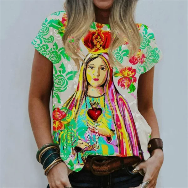 Économie de dessin animé religieux de Jésus pour hommes, Streetwear décontracté, Dieu, Vierge Marie, Harajuku, Nouvelle mode d'été, 2022 – Image 3