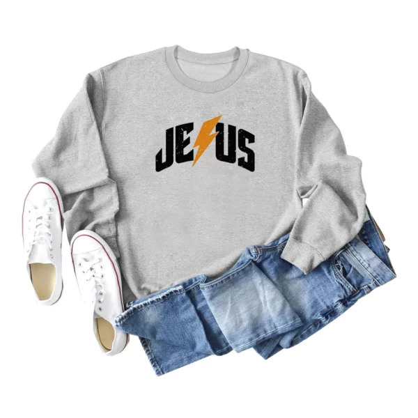 Sweat-shirt à manches longues et col ras du cou pour femme, ample, imprimé jésus, décontracté, confortable, Streetwear, automne-hiver – Image 11