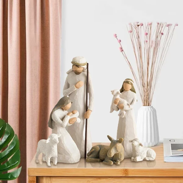 Sculptures créatives du saint jésus, ornements en résine, Statues de berger religieux catholique, Figurine de collection, décoration artisanale pour la maison – Image 12