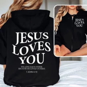 Jésus vous aime imprimé sweats zippés pour femmes manches longues col rond polaire sweats à capuche tendance pulls femme vestes à glissière