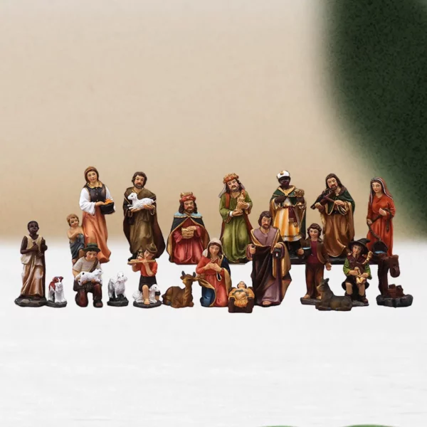 Ensemble de figurines de scène de la Nativité de Noël, artisanat d'ornement de crèche de Jésus, décorations brittop, figurines en résine, 20 pièces – Image 4