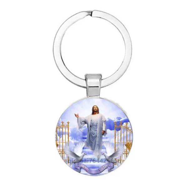 Hot! Porte-clés fille du cœur sacré de jésus, bijoux de marque de luxe, Cabochon en verre, ailes d'ange, vente en gros – Image 16