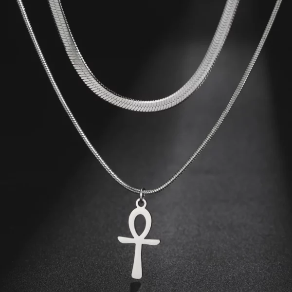 Lucktune Ankh croix amulette égyptienne collier en acier inoxydable clé de la vie symbole Crucifix pendentif collier femmes Religion bijoux – Image 48