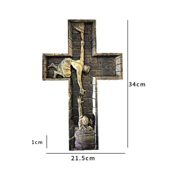 Croix murale en résine exquise, Crucifix chrétien 3D fabriqué à la main, décoration de maison, cadeau religieux pour hommes, ornement de noël et d'église – Image 6
