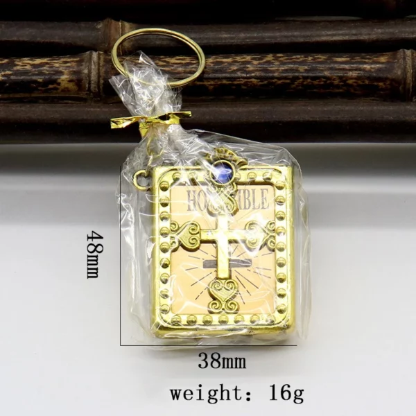 Mini porte-clés de livre de la Sainte Bible pour la décoration de sac, porte-clés religieux anglais, papier spirituel, femmes et hommes, prière chrétienne, croix de Jésus – Image 4