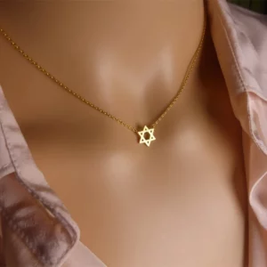 DIANSHANGKAITUOZHE BFF Mode Bijoux Juifs Étoile de David Pendentif En Acier Inoxydable Collier Rose Or Kettingen Voor Vrouwen