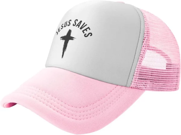 Casquette de baseball en maille pour hommes et femmes, chapeau de camionneur, Snapback noir, drôle, Jésus sauve la croix, dieu chrétien, foi, américains – Image 9