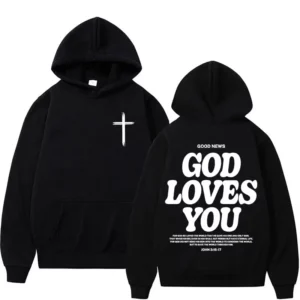 Sweats à capuche d'église de Jésus chrétien pour hommes et femmes, Harajuku, esthétique, verset de la Bible, dieu vous aime, Streetwear unisexe, Y2K PVD