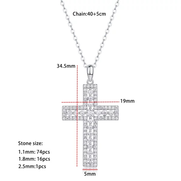 Serenity – collier croix Moissanite couleur D, 2mm, pour femmes et hommes, en argent Sterling S925, pendentif jésus scintillant, chaîne de cou, anniversaire – Image 8