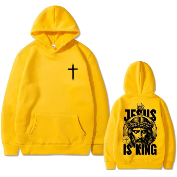 Christian jésus est roi sweat à capuche graphique hommes femmes Hip Hop mode rétro surdimensionné sweat unisexe polaire coton à capuche pull – Image 7