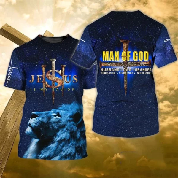 Mode 3D jésus croix impression t-shirt pour hommes christianisme dieu graphique surdimensionné T-shirts quotidien décontracté col rond à manches courtes hauts – Image 14