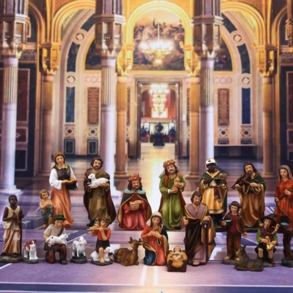 Ornement de naissance du Christ, scène de la Nativité, artisanat en résine, décoration de crèche de Noël, figurine catholique Auckland, cadeaux, 20 pièces par ensemble – Image 7