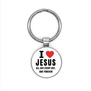 Porte-clés en verre avantI Love Jesus pour hommes et femmes, bijoux chrétiens, cadeaux, 1PC