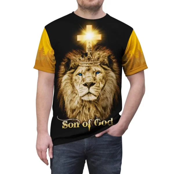 Été Vintage T-shirt pour hommes Lion graphique impression 3D à manches courtes chrétien jésus T-shirt vêtements pour hommes Streetwear T-shirt – Image 3