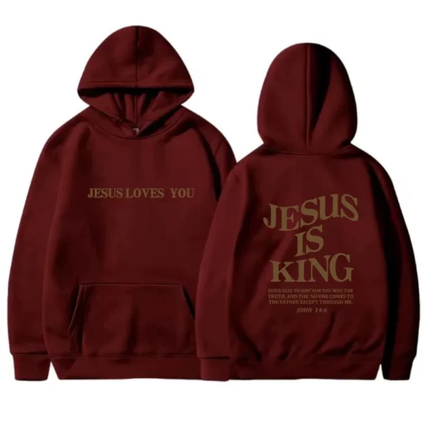 JESUS IS KING Sweats à capuche d'automne et d'hiver pour femmes, vêtements pour femmes à capuche à manches longues avec lettres imprimées double face Amazon – Image 5