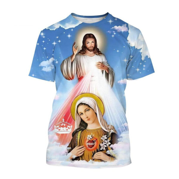 Offre spéciale mère de dieu chrétienne vierge marie impression 3D T-Shirt jésus croix dieu croix jésus aime tout chrétien unisexe haut décontracté – Image 24