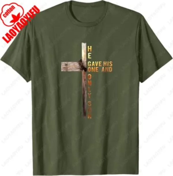 Croix de pâques il est ressuscité jésus chrétien hommes T-Shirt croix chrétienne Bible John 3:16 réflexion 0L3Q48 disant unisexe coton T-Shirt – Image 15