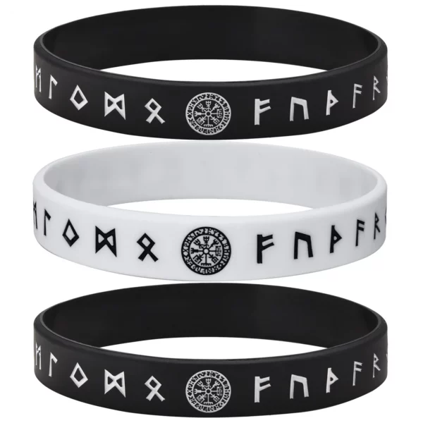Vnox – Bracelet en Silicone pour hommes, 12mm, Bracelet en caoutchouc souple, boussole Viking nordique Rune Almut, ensemble de bracelets – Image 18